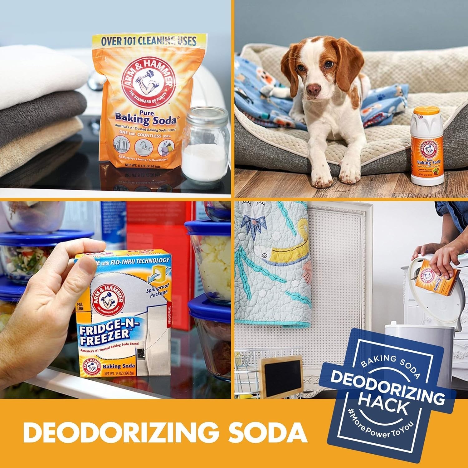 Natural Baking Soda Odor Absorbers – 12 x 14 oz for Fridge & Freezer Freshness