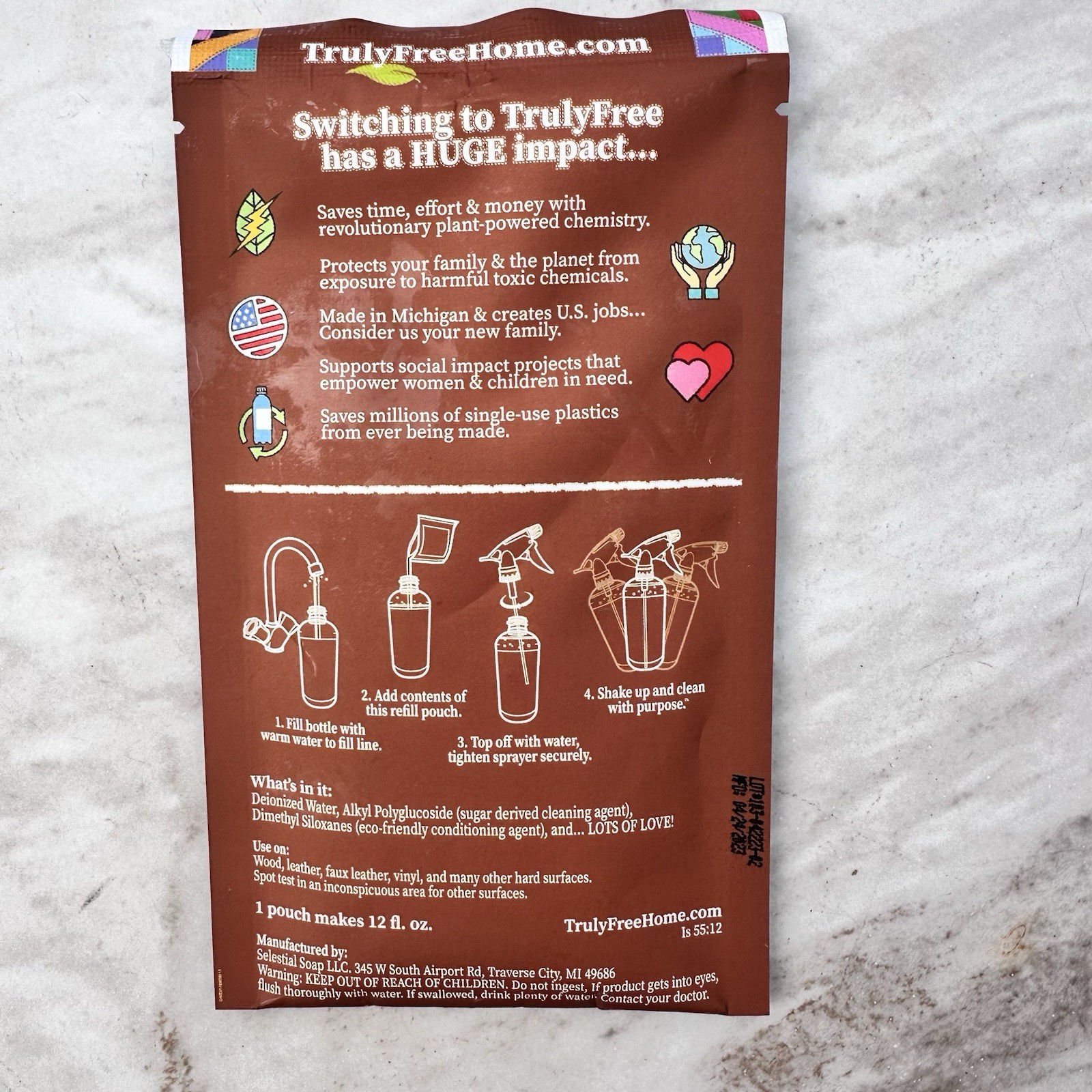 Truly Free Wood & Furniture Polish 12 fl oz refill non toxic plant based