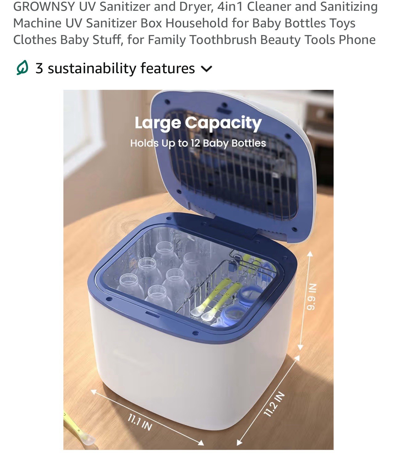 GROWNSY UV Sanitizer and Dryer, 4in 1 Cleaner and Sanitizing Machine