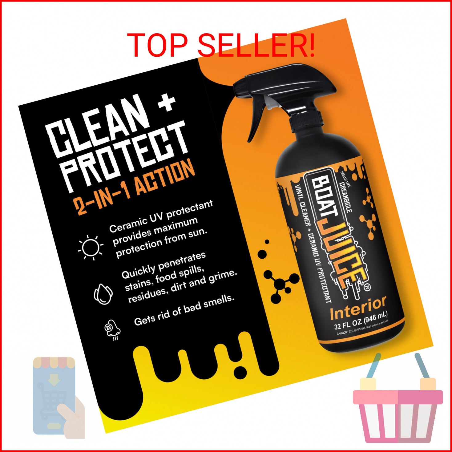 Boat Juice Interior 2-in-1 Vinyl Boat Seat Cleaner & Ceramic UV Protectant Spray