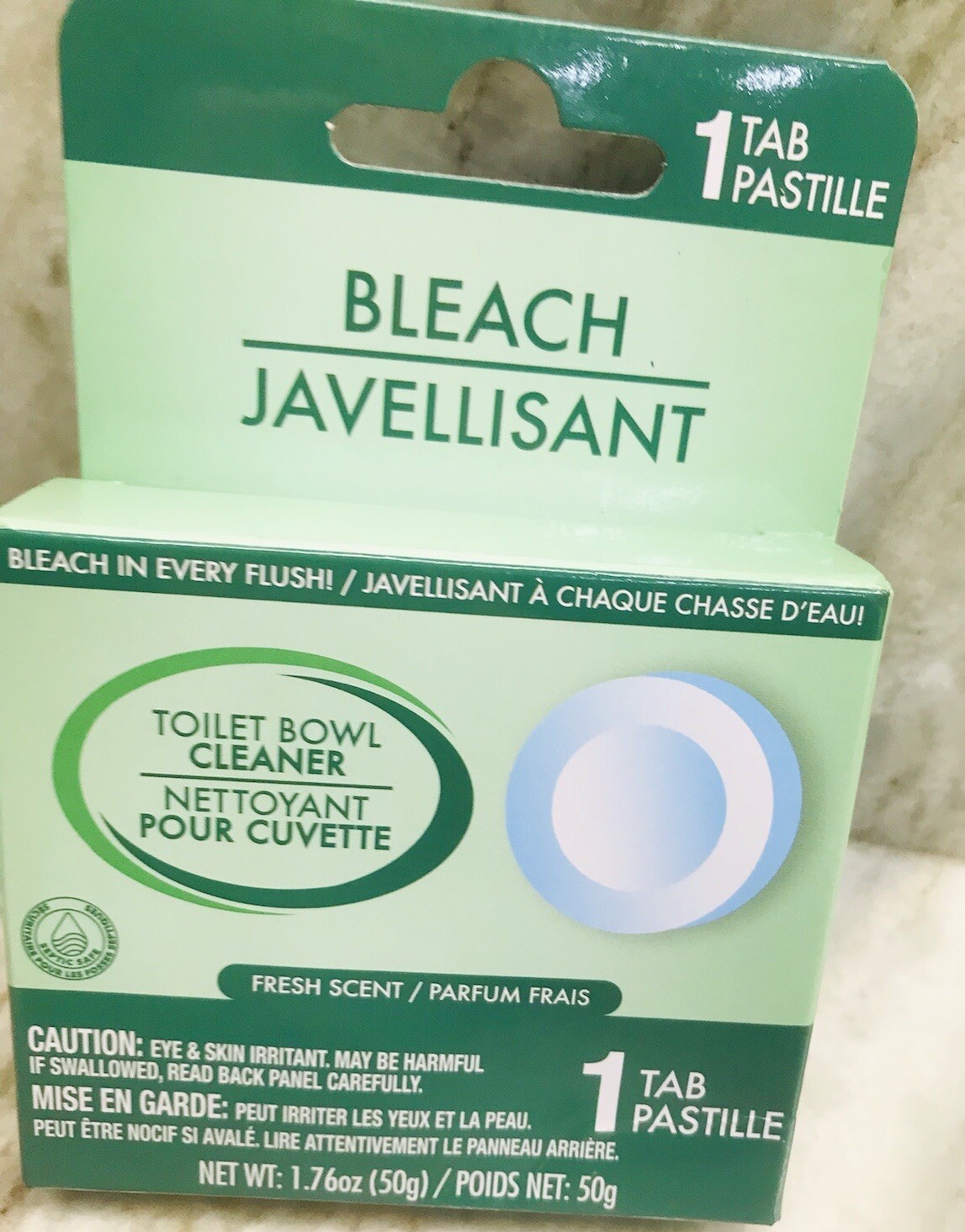 Bleach Toilet Bowl Cleaner Fresh Clean Scent 1 Tablet Septic Safe