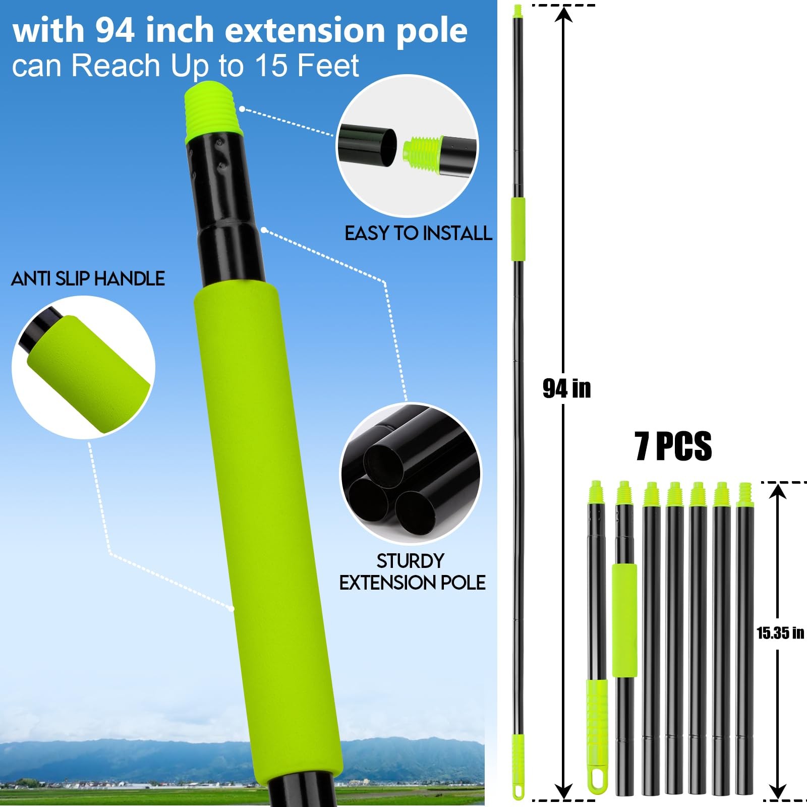 8 Foot Dusters for Cleaning, Duster with Extension Pole, Microfiber Feather D…
