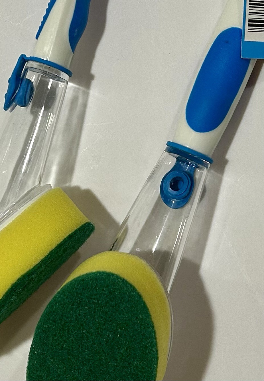 Set of 2 Scrub Buddies Holds Soap Liquid Dispensing Sponge Brush Soft Grip