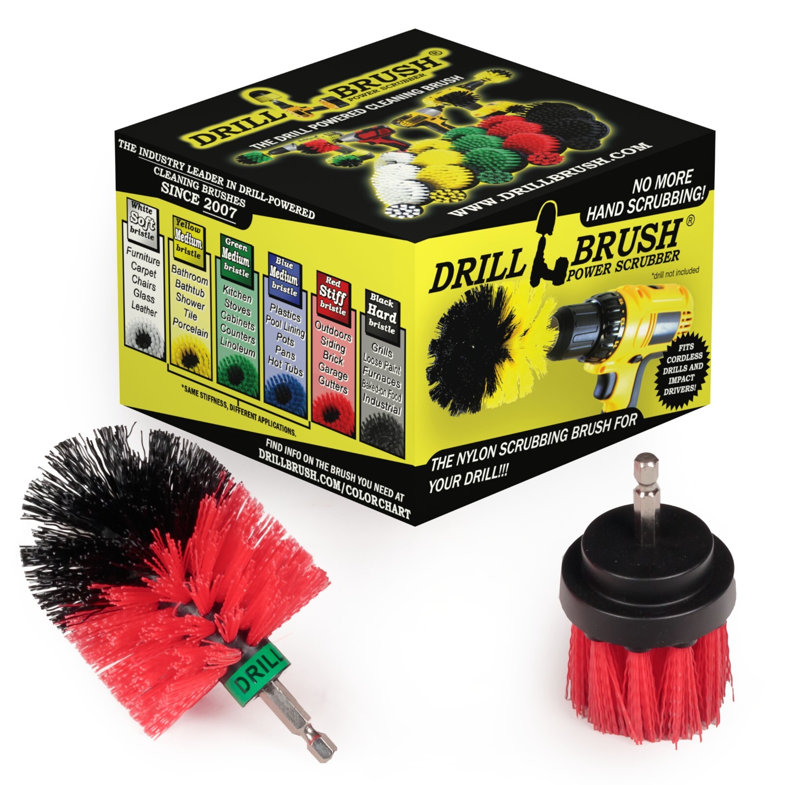 Drill Brush Cordless Drill Power Outdoor Scrub Brush Kit – Deck, Patio, Concrete