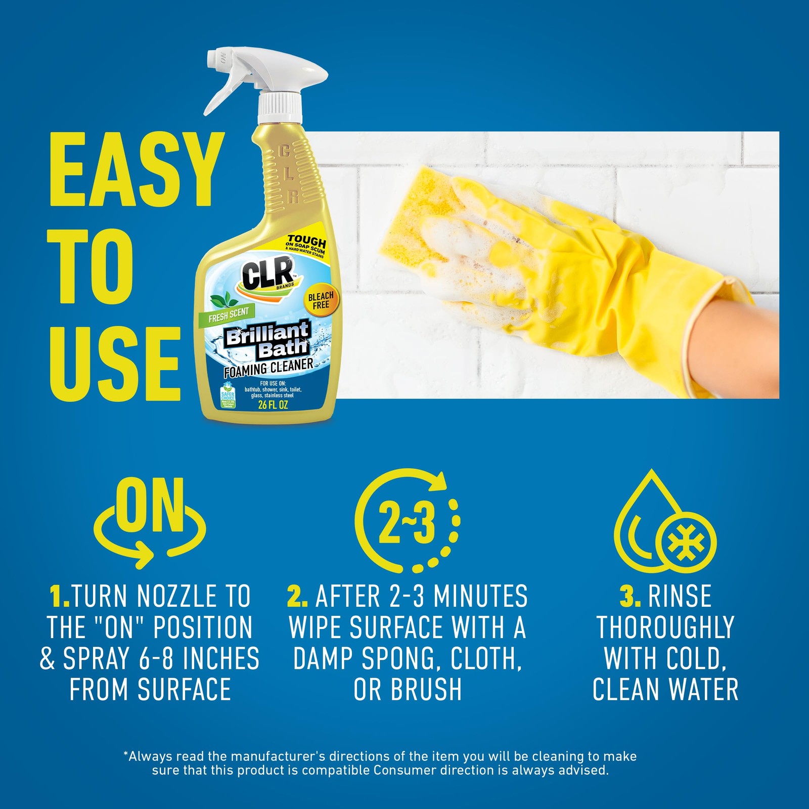 Clr Brilliant Bath Cleaner 26 Fl Oz Pack Of 2 Powerful Foam Formula