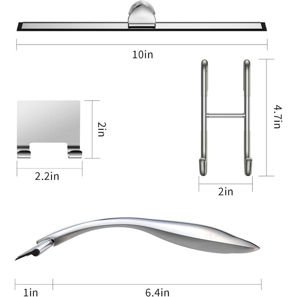 1-Piece 10 In. Stainless Steel Shower in Silver, Window Squeegee with Adhesive H