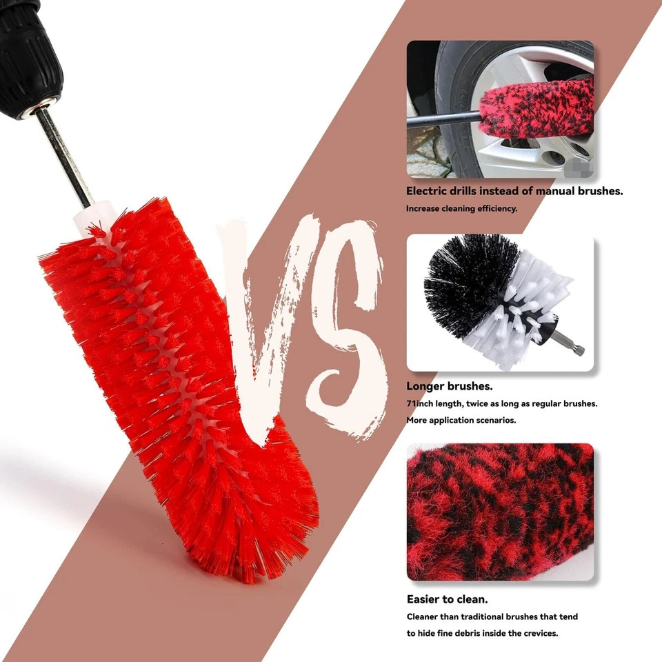 Wheel Brush Soft Drill Wheel Cleaner Brush Highly Dense and Durable Rim Clean…