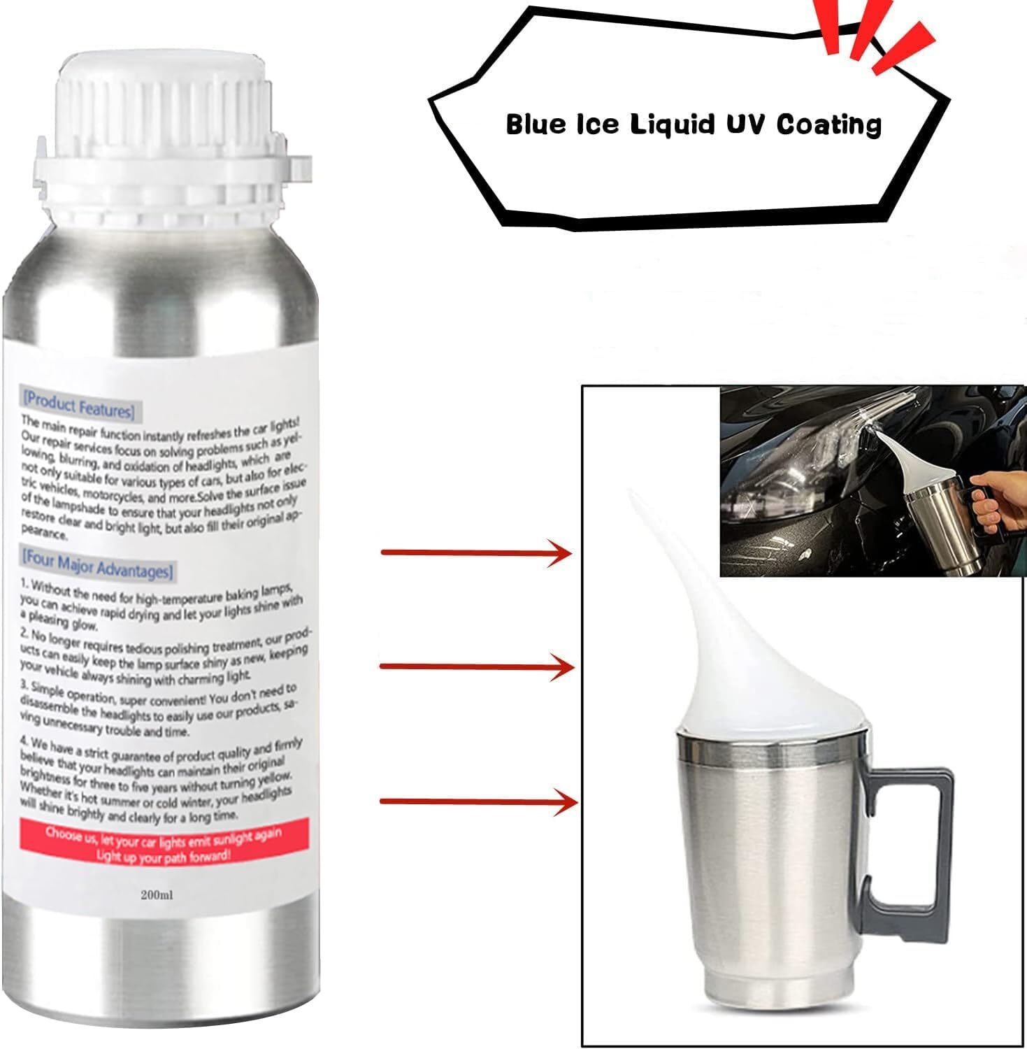 200ml Car Headlight Restoration Liquid, Repair fluid