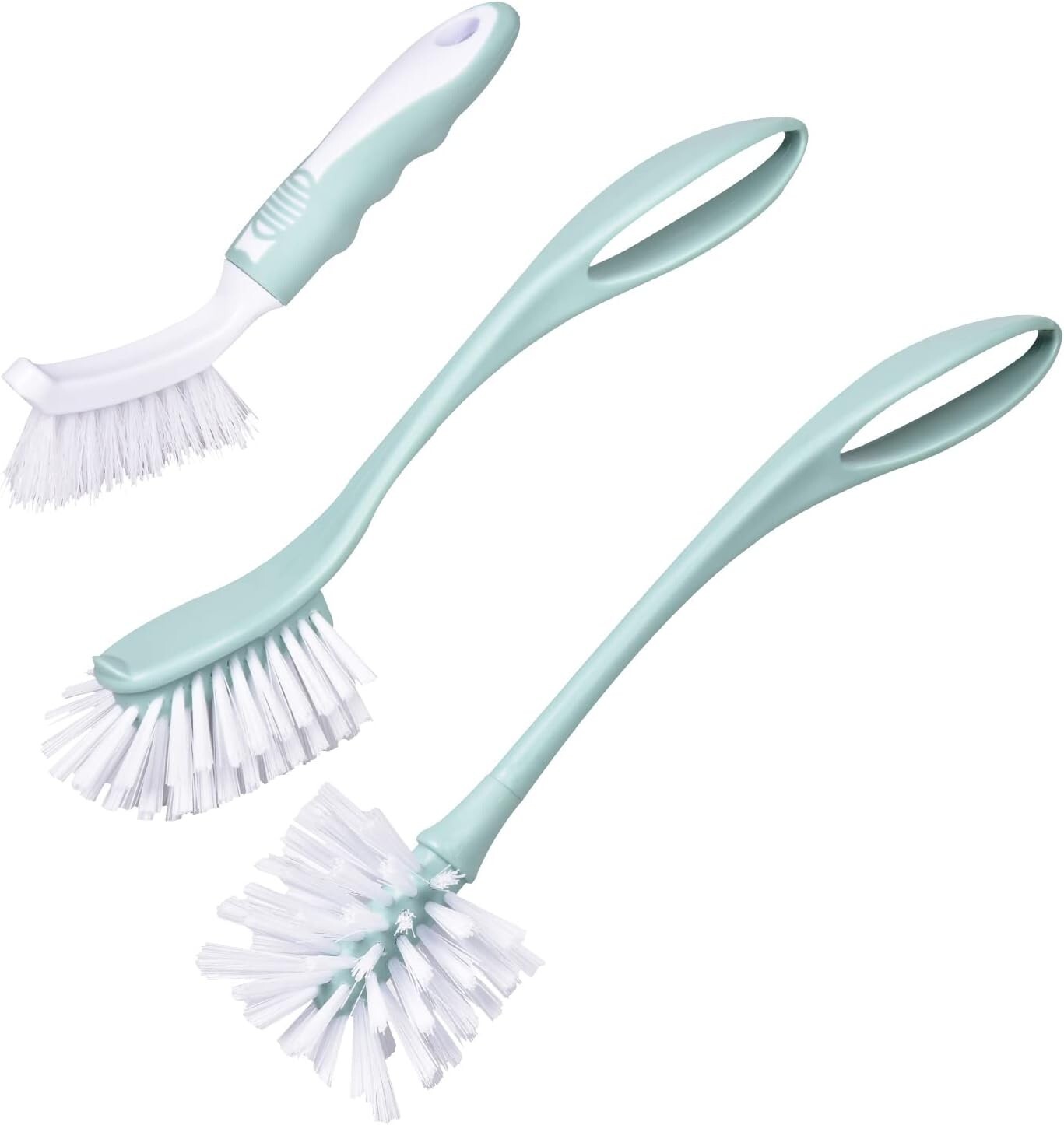 Dish Brush With Handle Kitchen Deep Cleaning Dish Scrub Brush 3 Pieces Ergonomic