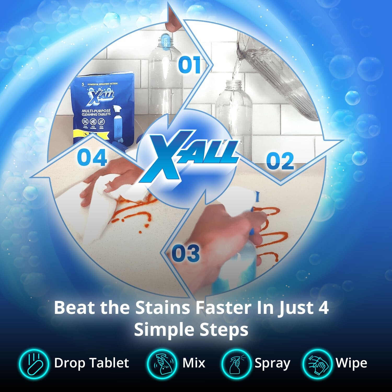 XALL MultiPurpose Cleaning Tablets – StreakFree Shine and Deep Cleaning Table…