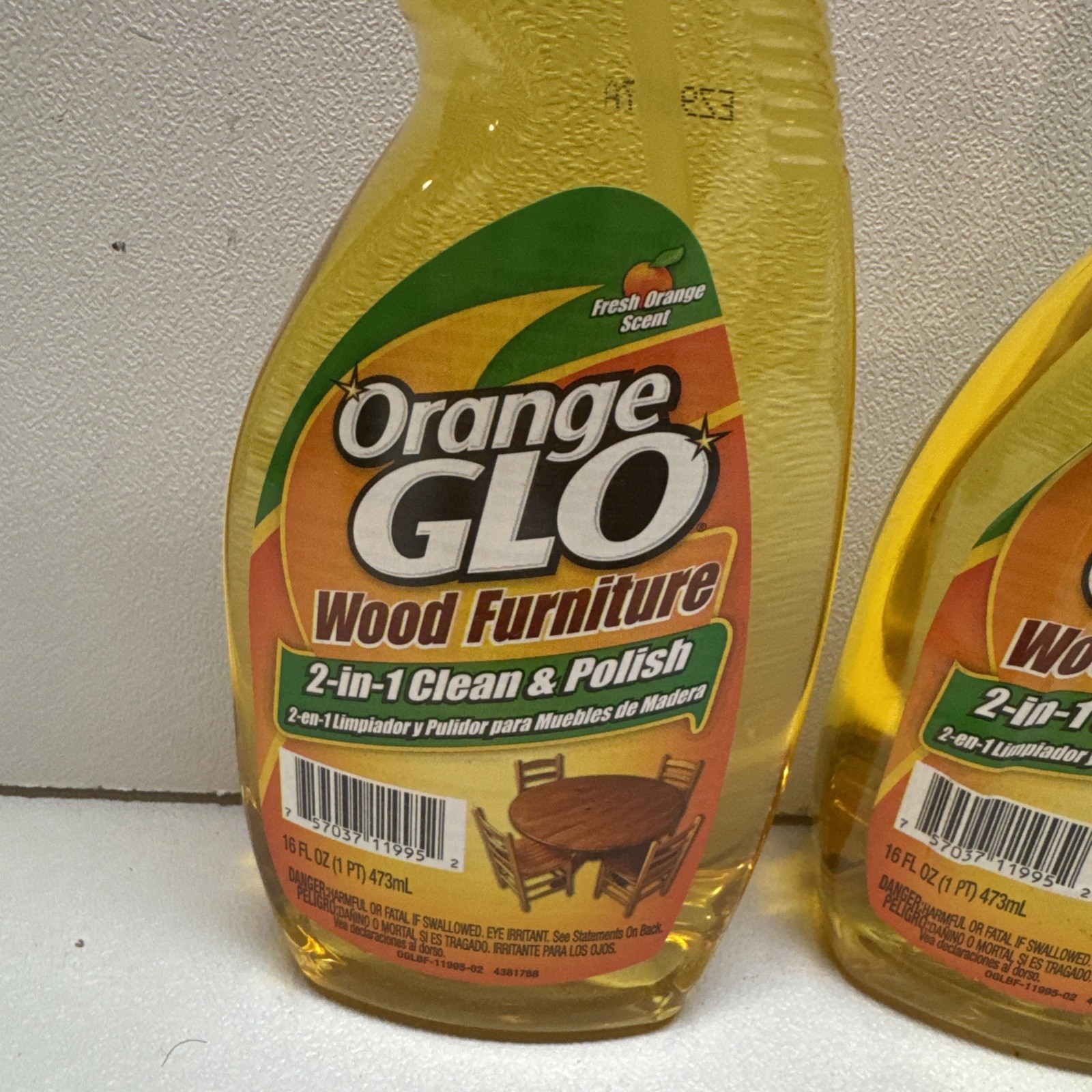 Orange Glo Wood Furniture 2-in-1 Clean & Polish, 16 oz. Lot Of 2