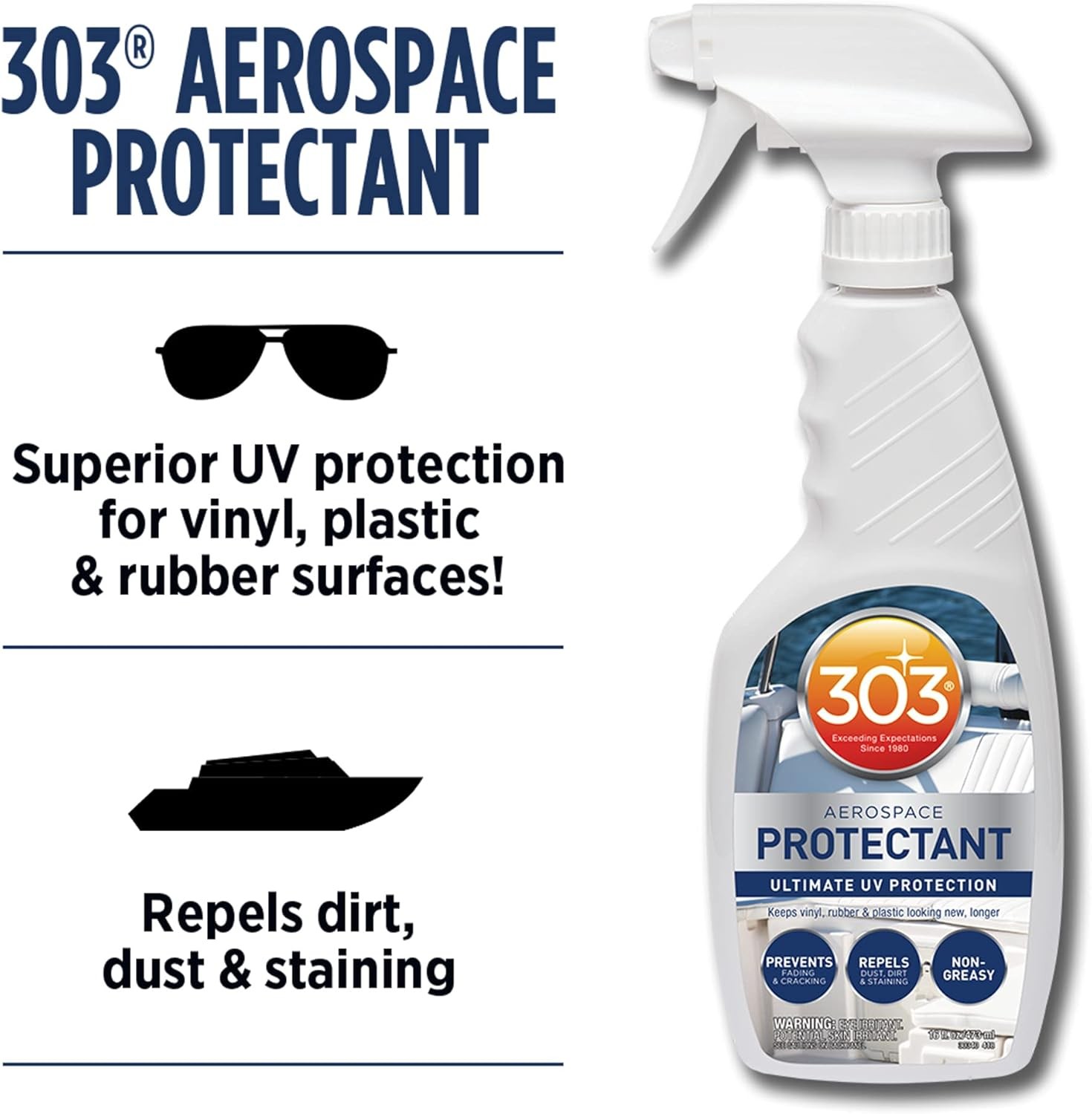 303 Products Marine Aerospace Protectant Spray, UV Protection for Boat Vinyl & S