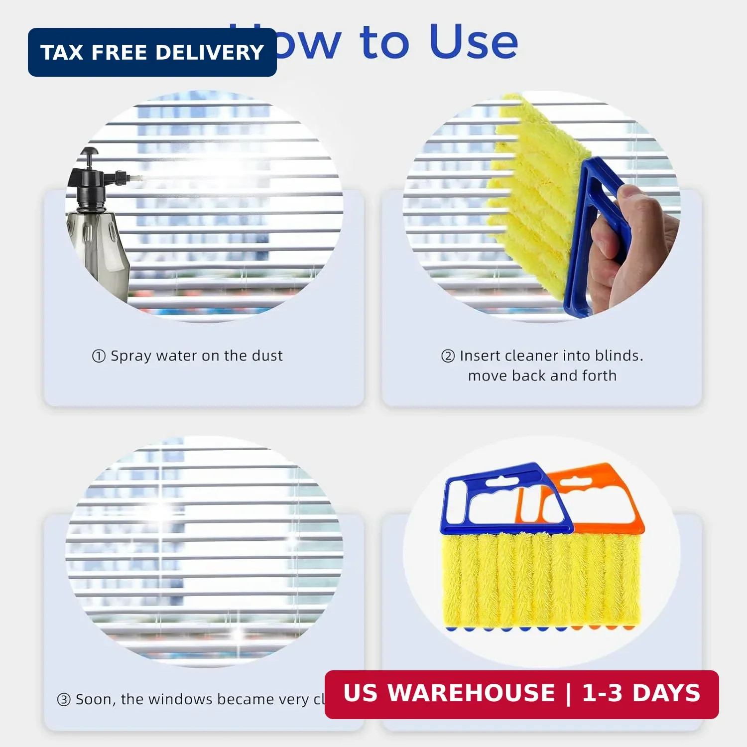 4Pcs Window Venetian Blind Cleaner Duster Tool,Washable 7 Fingers Dusting Cleane