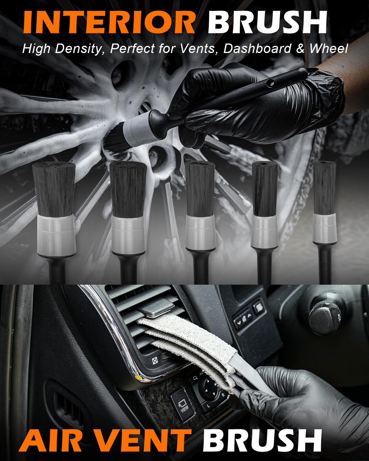 20Pcs Windshield Cleaner Tool – Car Interior Detailing Brush Kit with 200g Cl…
