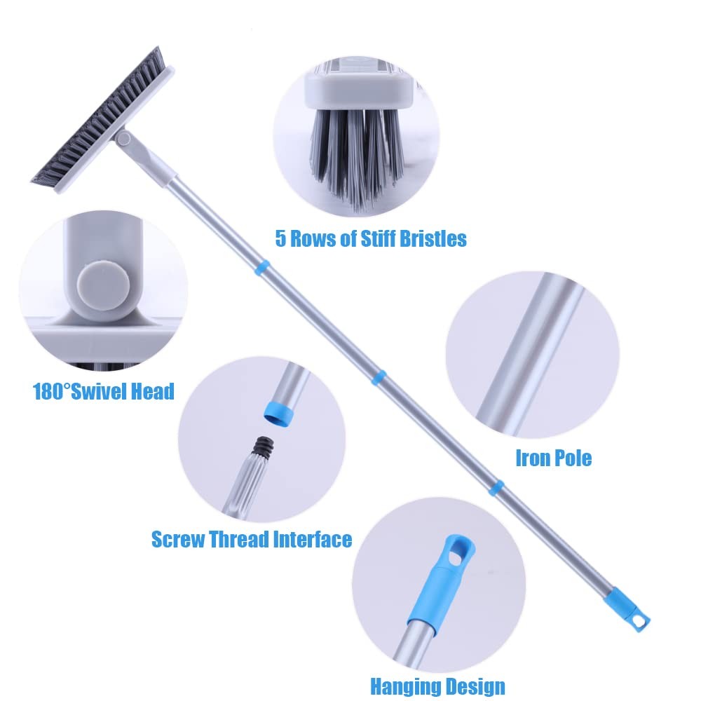 Grout Brush with Long Handle – Heavy Duty Grout Cleaner Brushes for Tile Floo…