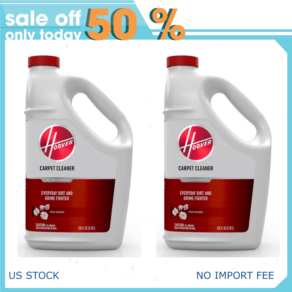 2P Hoover Everyday Carpet Cleaner Solution, Fresh Meadows Scent 128 oz
