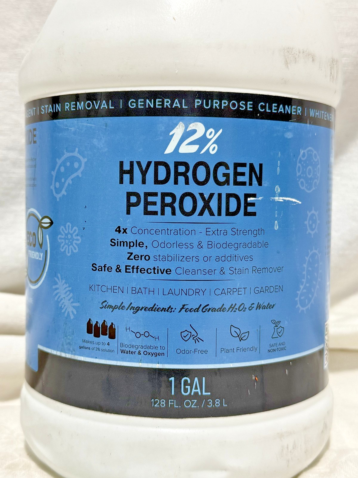 12% Hydrogen Peroxide 1 Gallon Food Grade H2O2 Extra Strength Concentrate Clean
