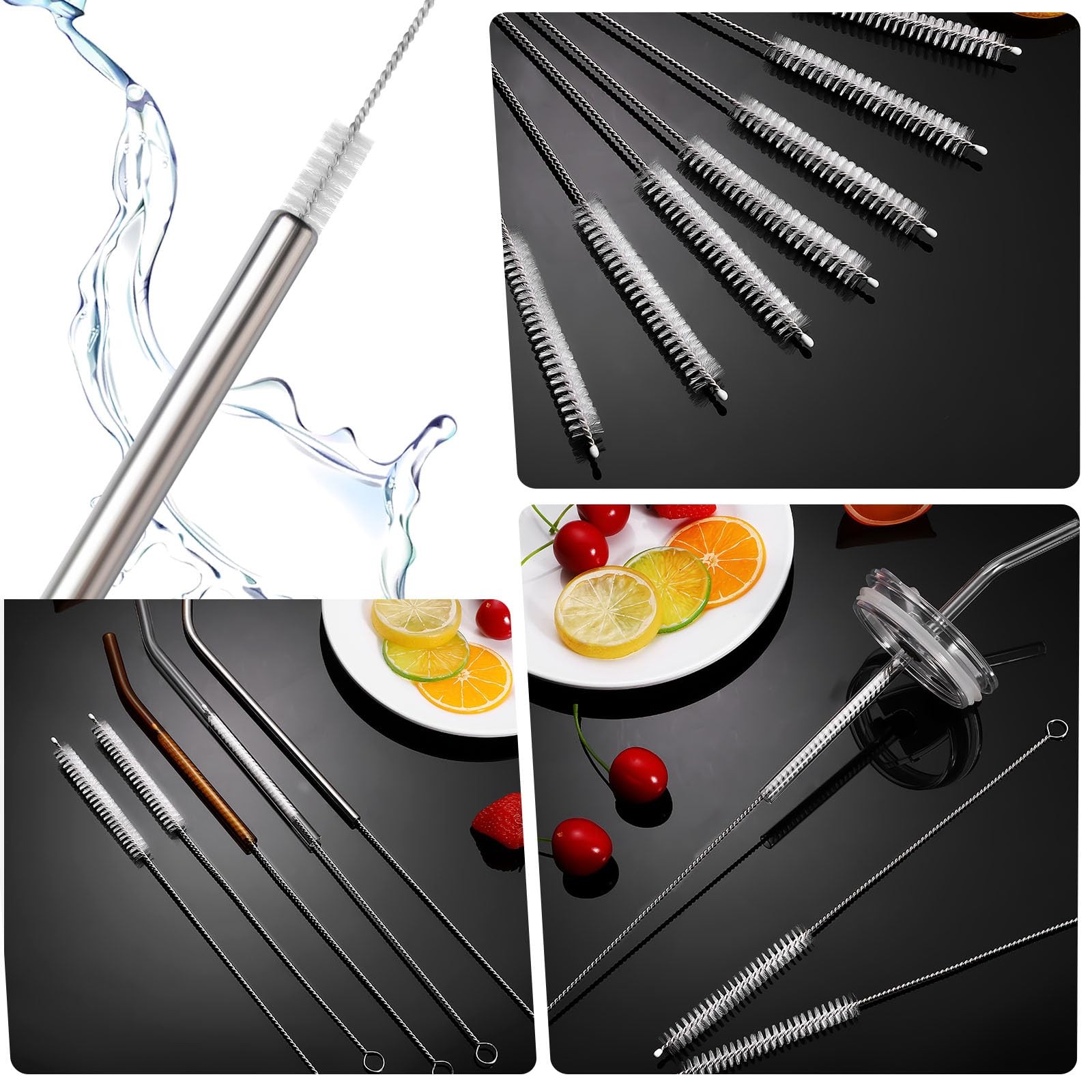 Straw Cleaner Brush, Reusable Metal Handles Straw Cleaning Brush Extra Long f…