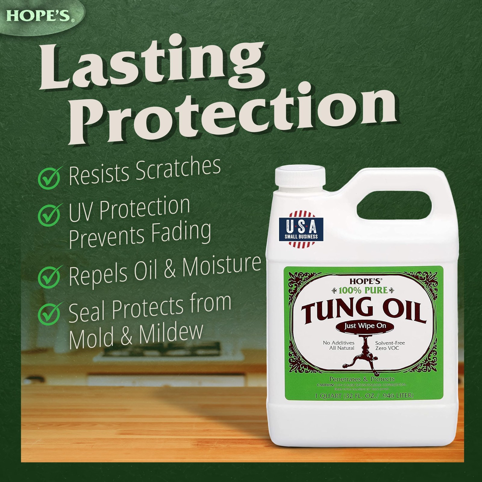 100% Pure Tung Oil, Food Safe, Premium Waterproof Natural Wood Finish and Sea…