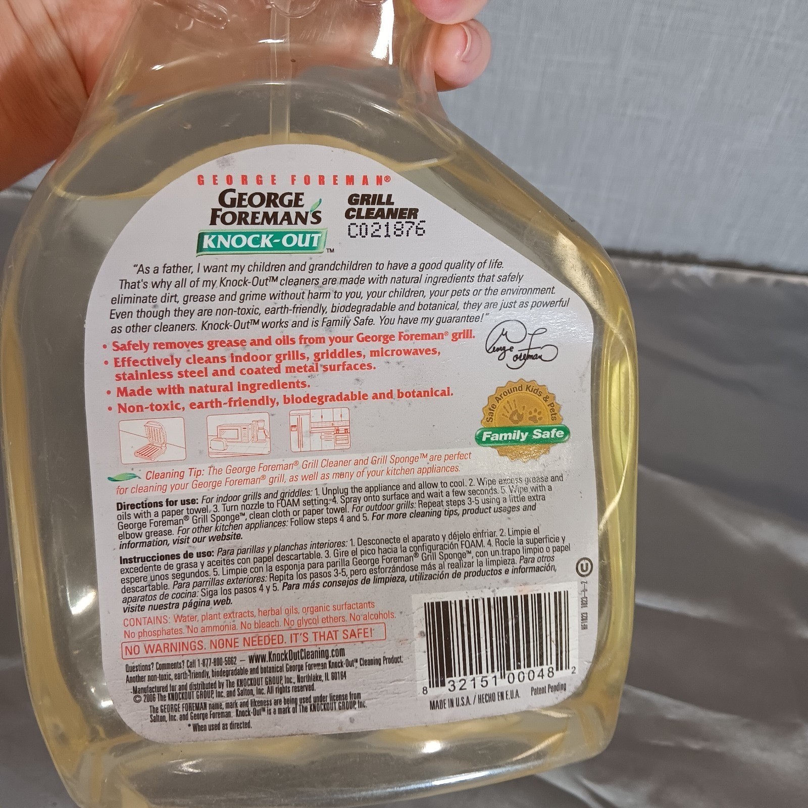 Rare George Foreman Knock-Out Grill Cleaner Spray 26oz Natural Non-Toxic Vintage