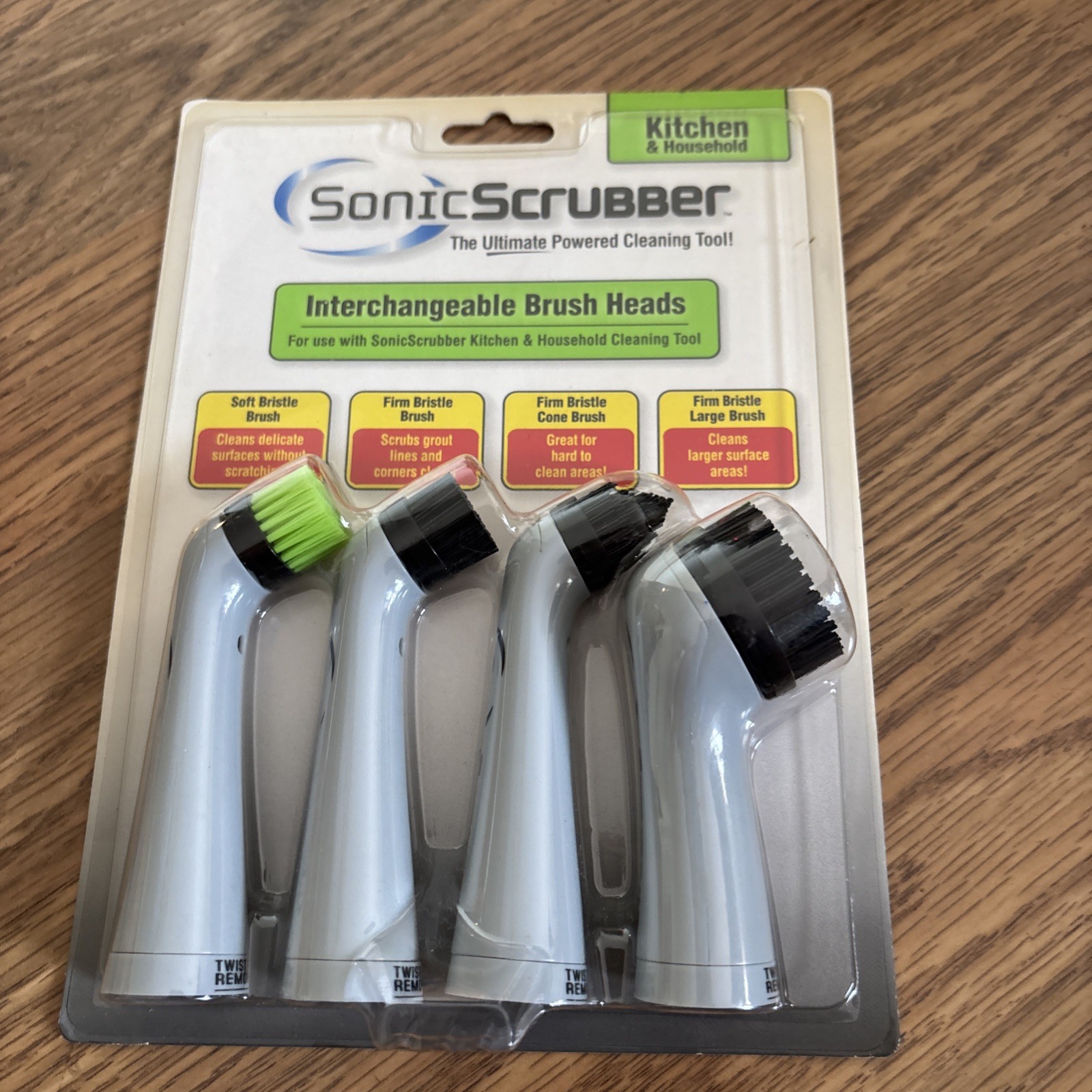 Sonic Scrubber Power Cleaner Kitchen & Household Interchangeable Brush Heads New
