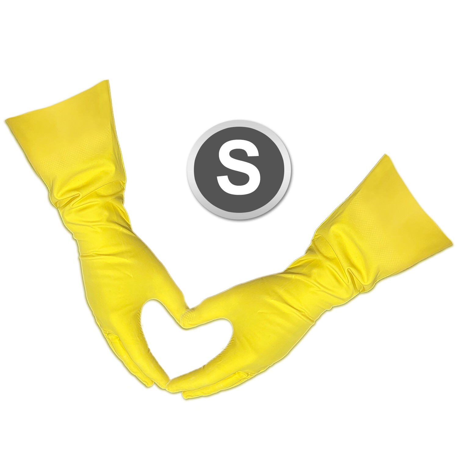 Small – 6 Pairs – Yellow Kitchen Cleaning Dishwashing Nitrile Reusable Gloves