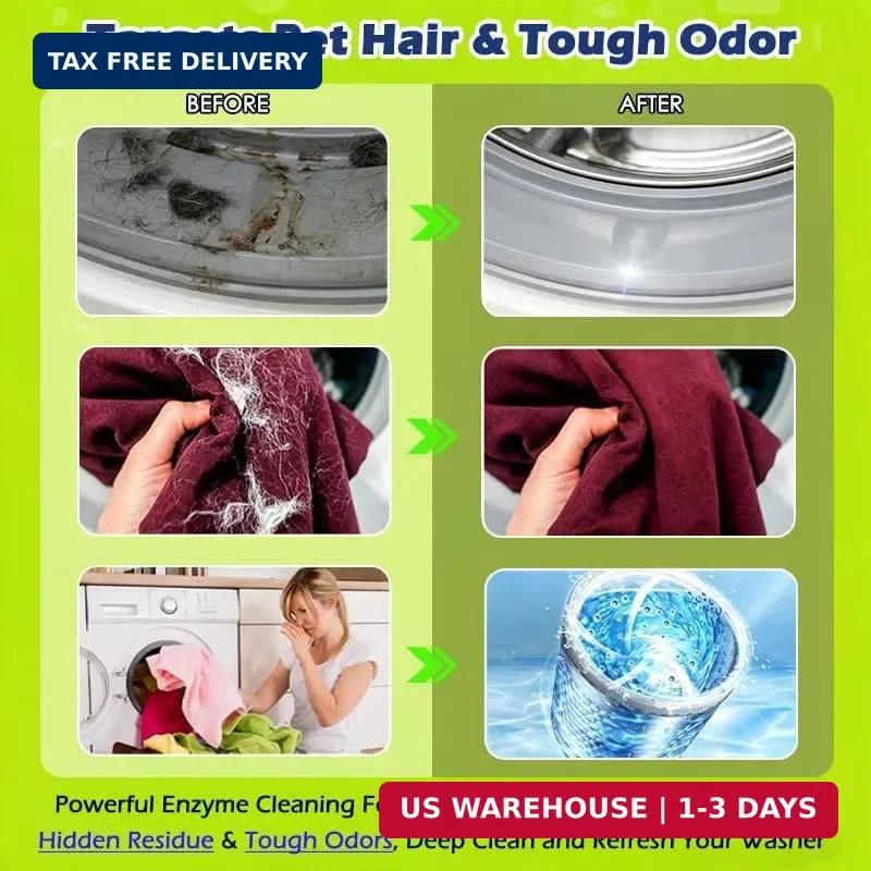 Enzyme Washing Machine Cleaner Tablets for Pet Owners, [2X Power] Washer Cleaner