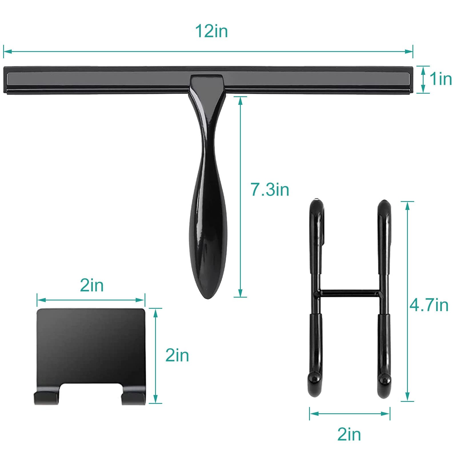 Shower Squeegee for Glass Doors,12-Inch Shower Glass Squeegee, Matte Black Sh…