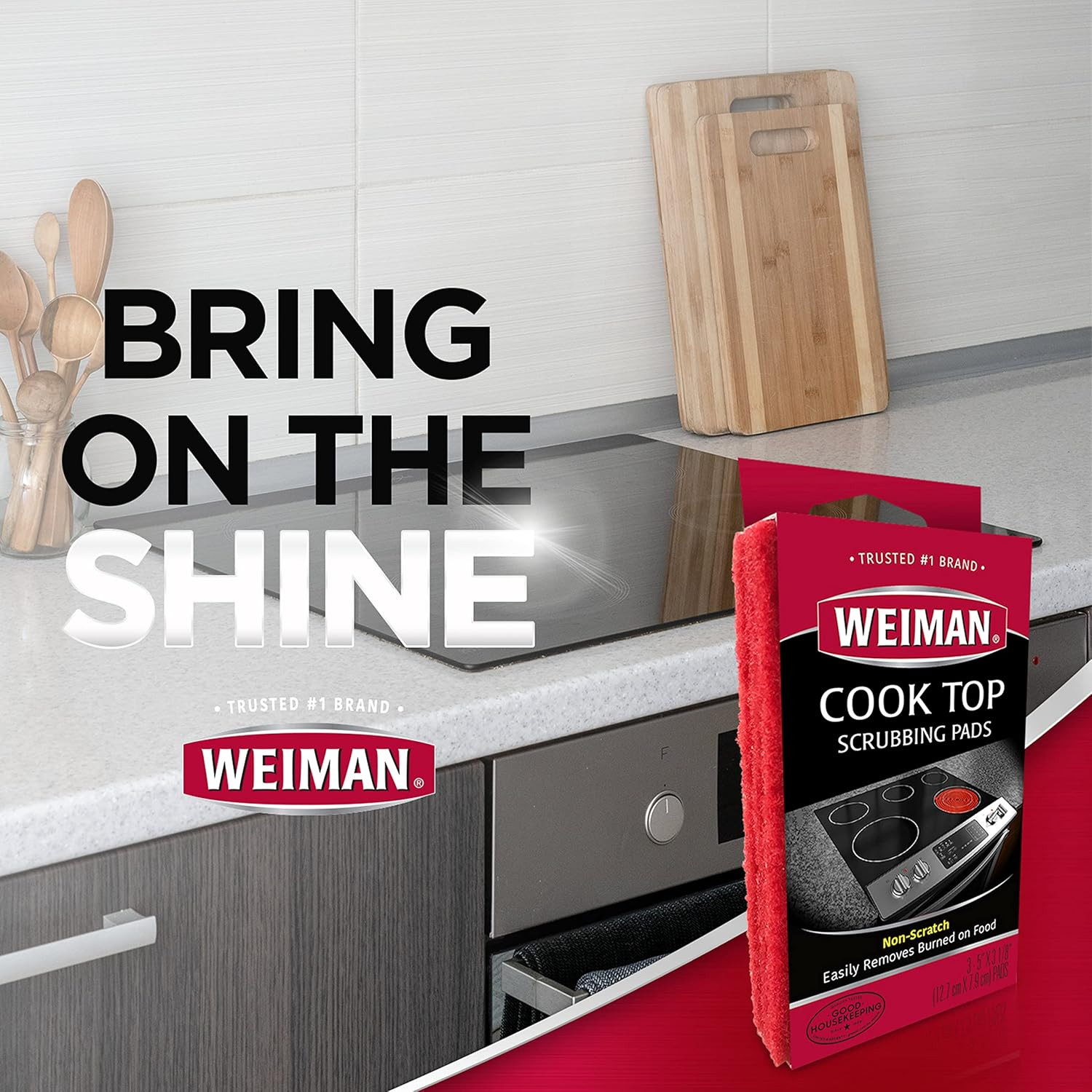 Weiman Cook Top Scrubbing Pads, 3 Count, 2 Pack Cuts Through the Toughest Stains