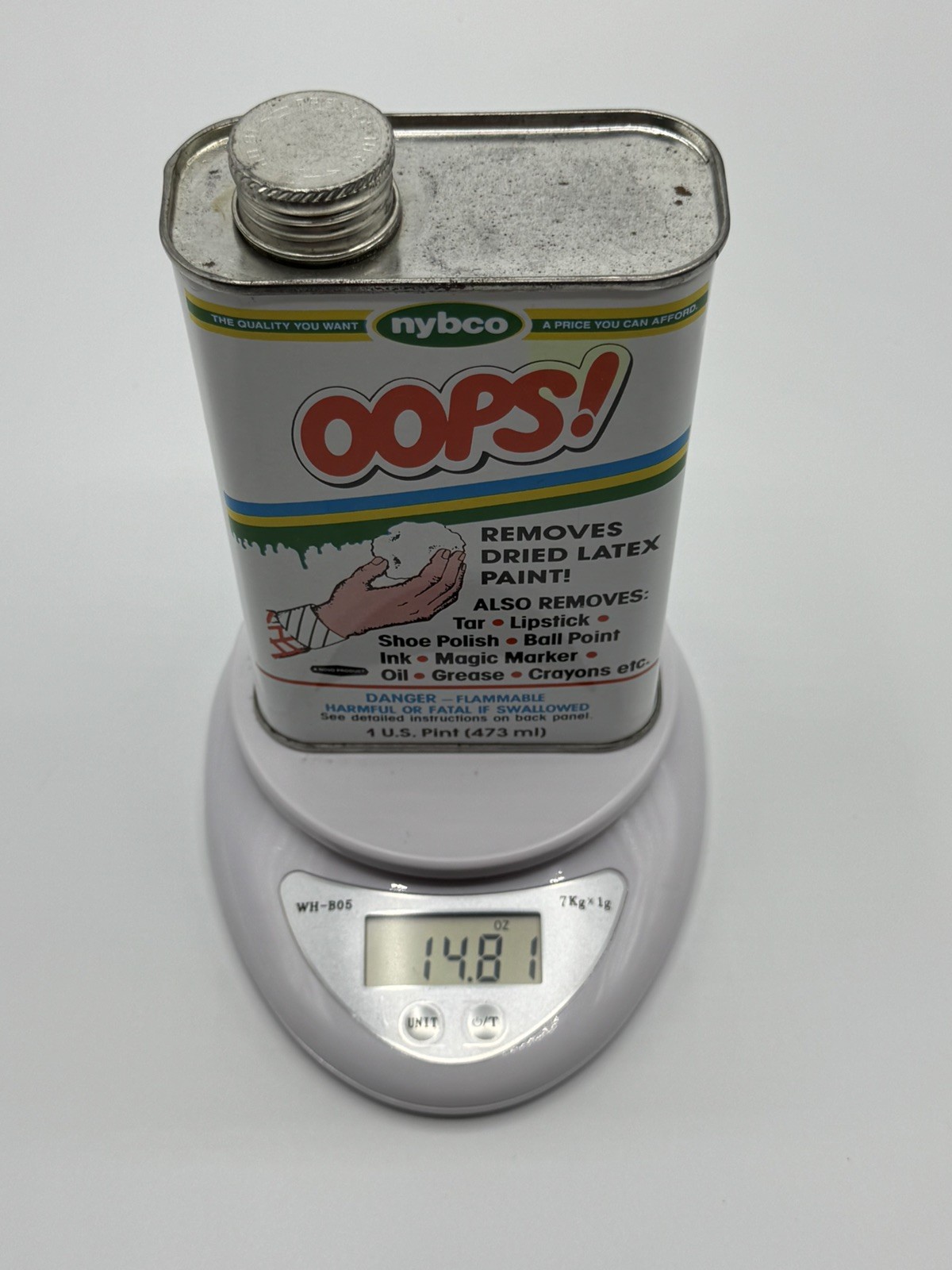 Oops! Remover Tin Can DISCONTINUED! Original Formula! 1 Pint 90% Full!