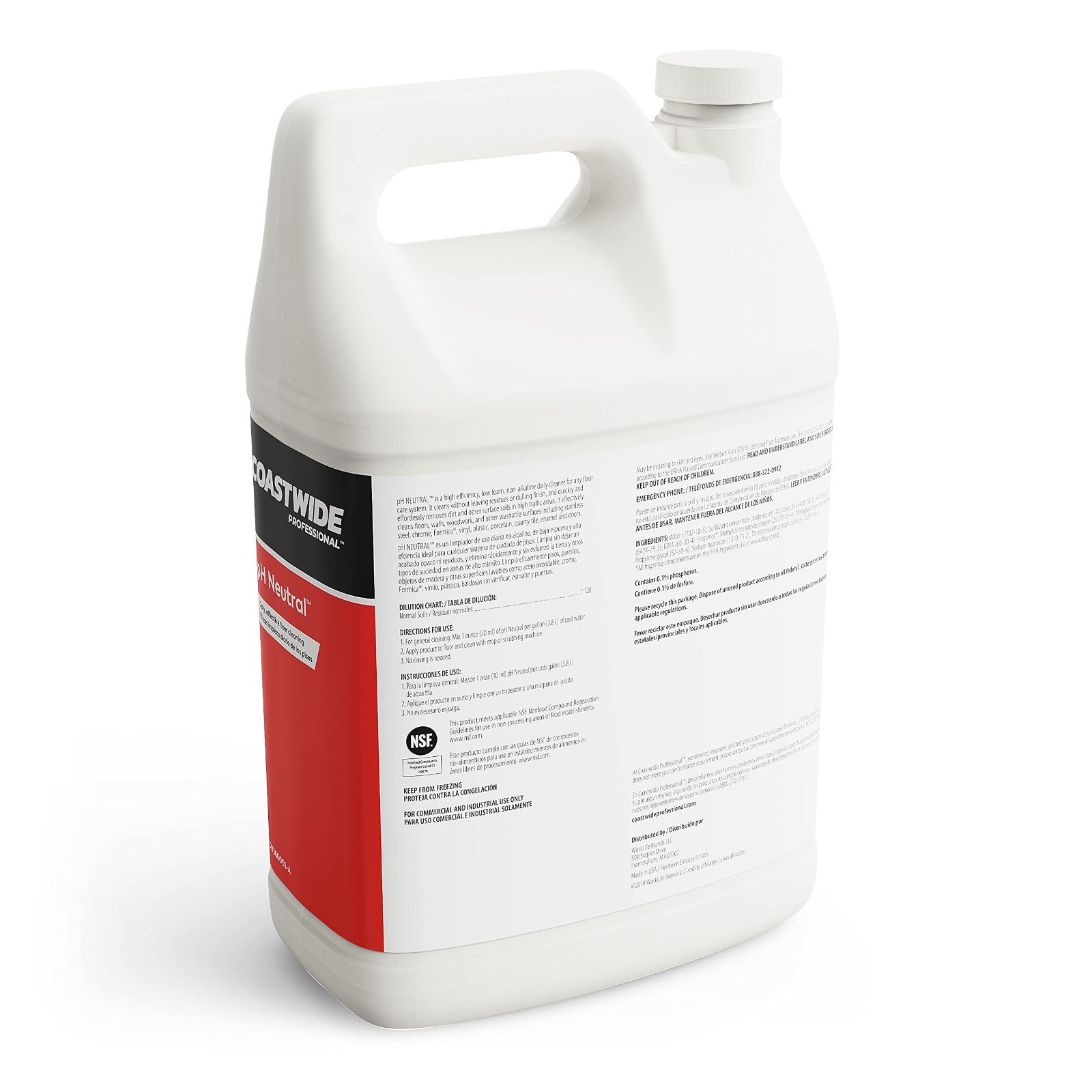 pH Neutral Floor Cleaner, 3.78L/128 Oz, Professional Grade, 4-Pack, Eco-Friendly
