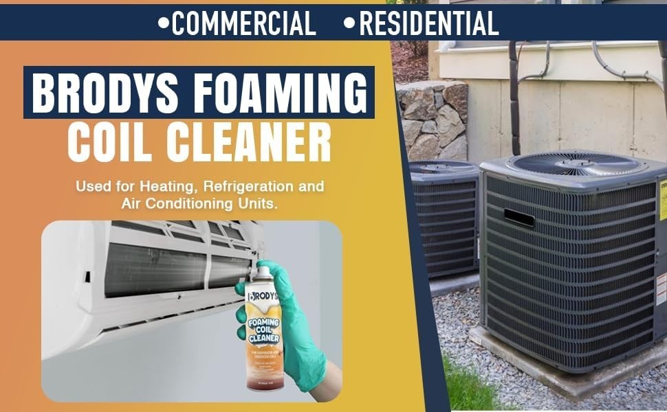 Foaming AC Coil Cleaner – For A/C and Refrigeration Units – No Rinse Formula,…