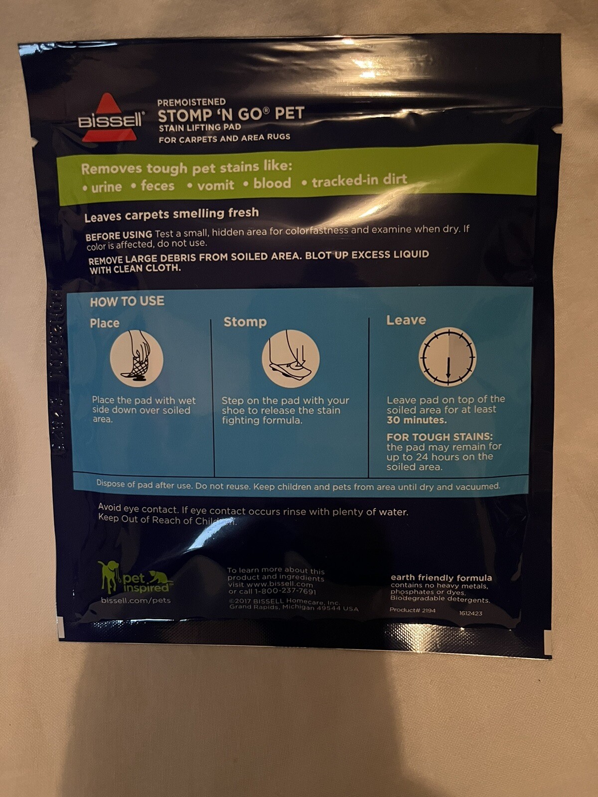 Bissell Stomp ‘n Go Pet Stain Lifting Pads +Oxy New Factory Sealed Lot of 3