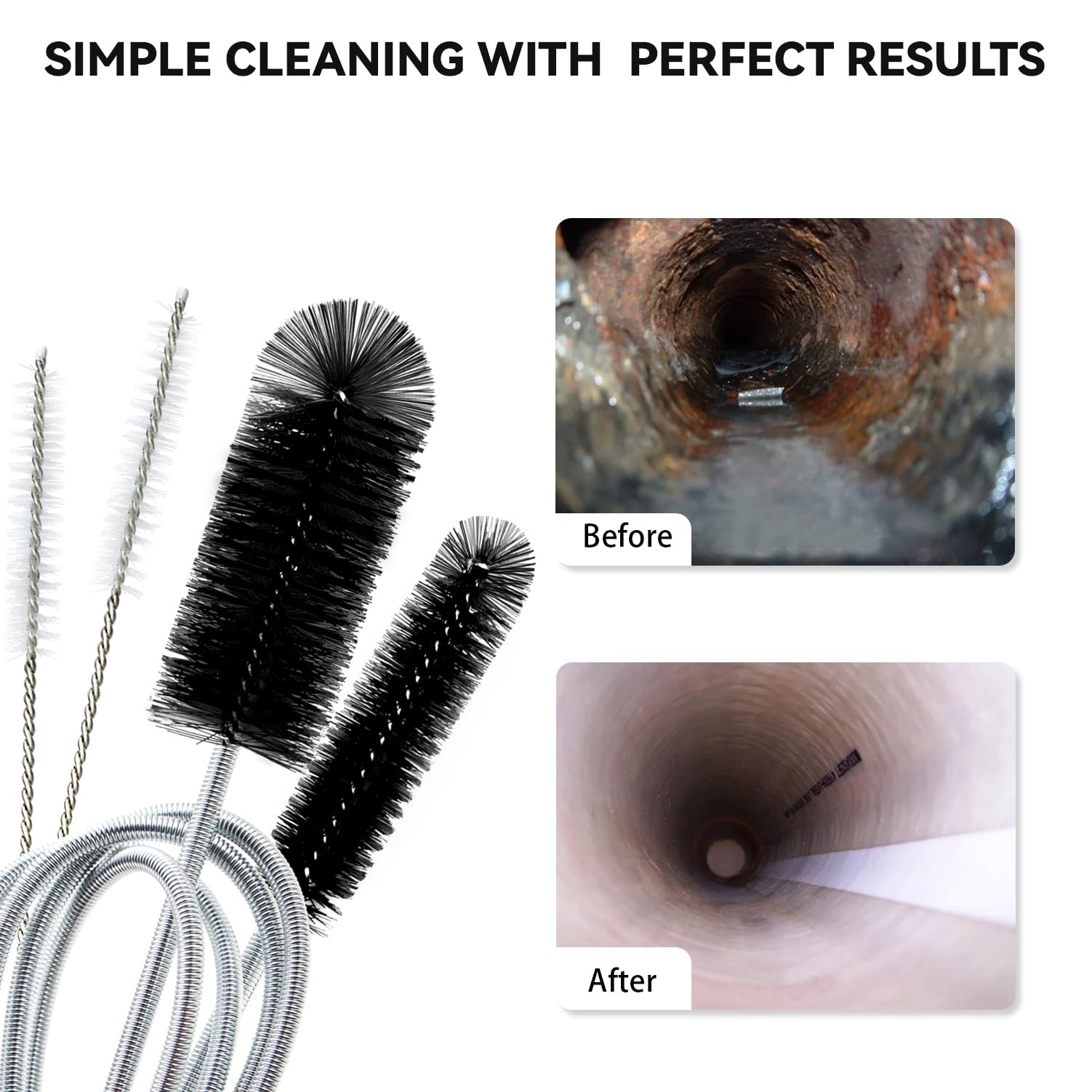 Flexible Drain Brush, 66 Inch Long Double Ended Hose Pipe Cleaners and 58 Inc…