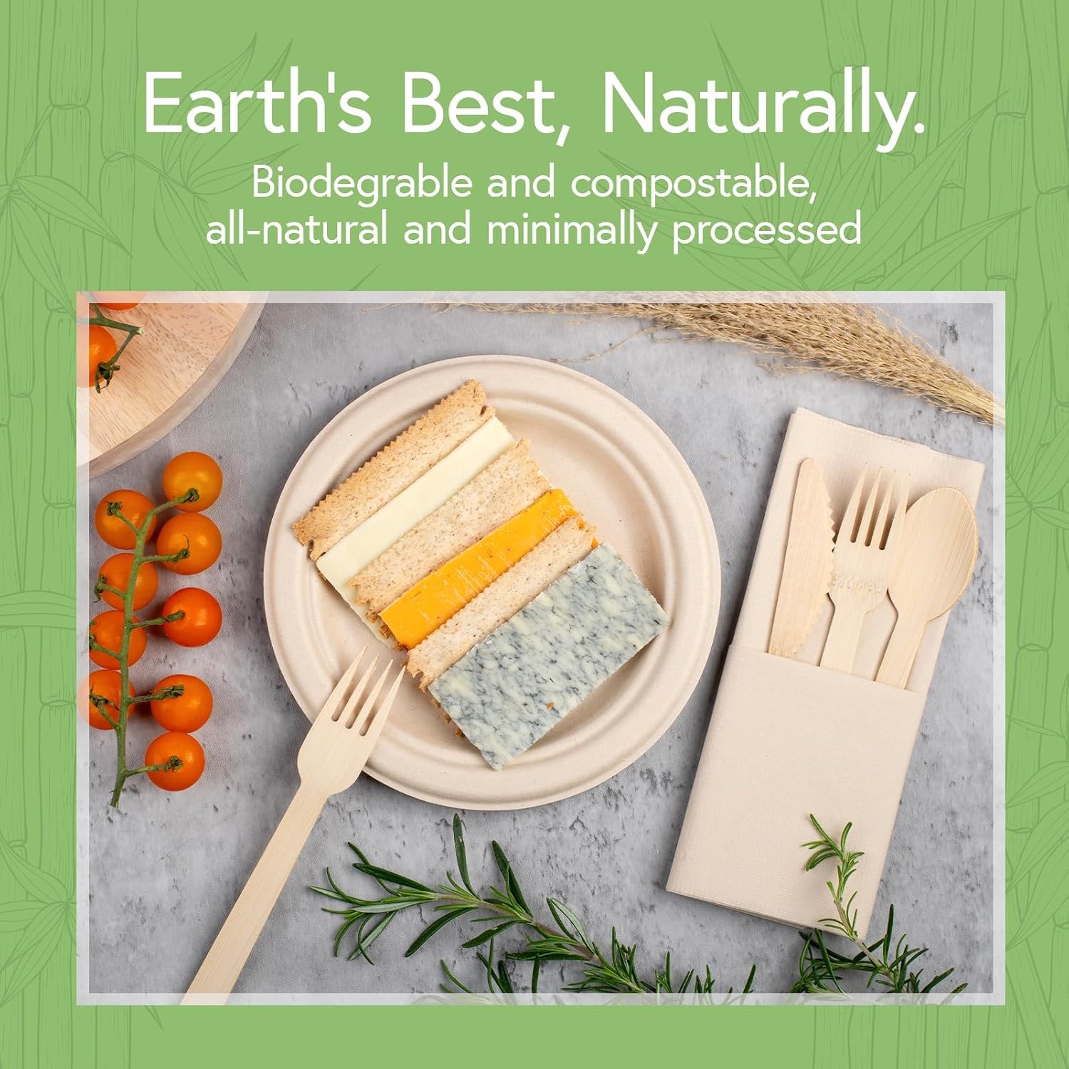 Bamboo Dinner Plates Disposable (1000-Pack, 7-inch) | Sturdy & Microwave Safe