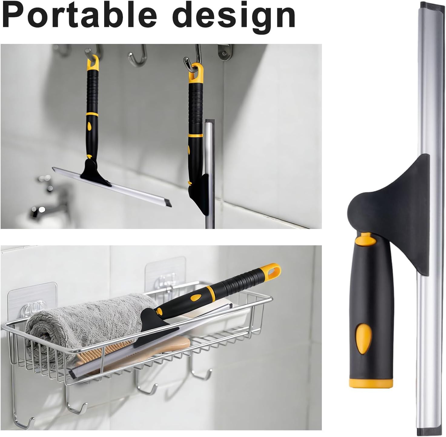 Swivel Shower Squeegee for Glass Doors, All-Purpose Anti-Slip Window Squeegee…