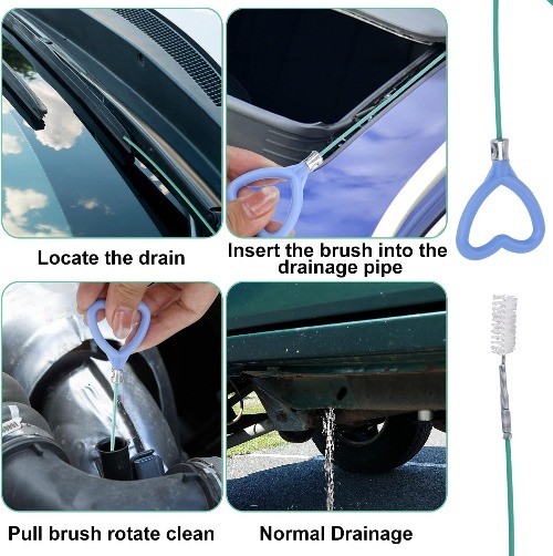 Drain Cleaning Tool, 118in Long Wire Pipe Cleaner with 2 Straight Flexible Clean