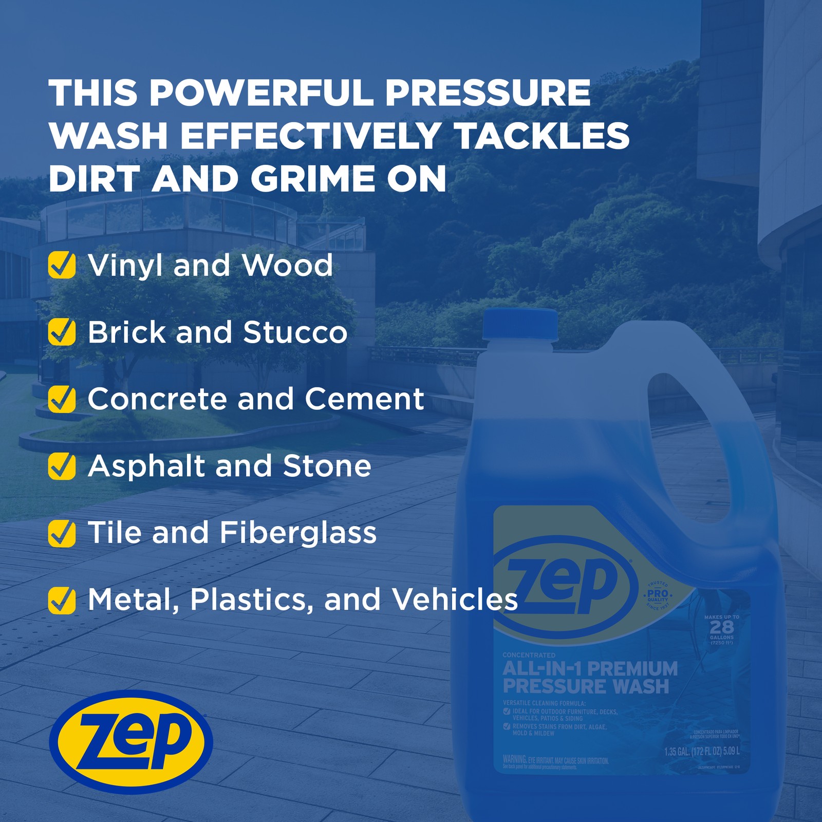 Zep Concentrated All-In-1 Premium Pressure Wash Cleaner – 160 ounce (Pack of 2)