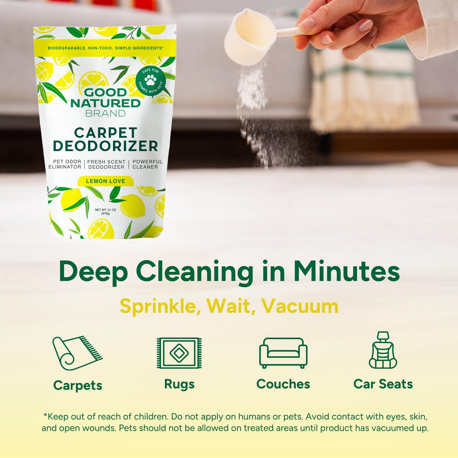 Good Natured Brand Carpet Deodorizer Lemon 31 oz