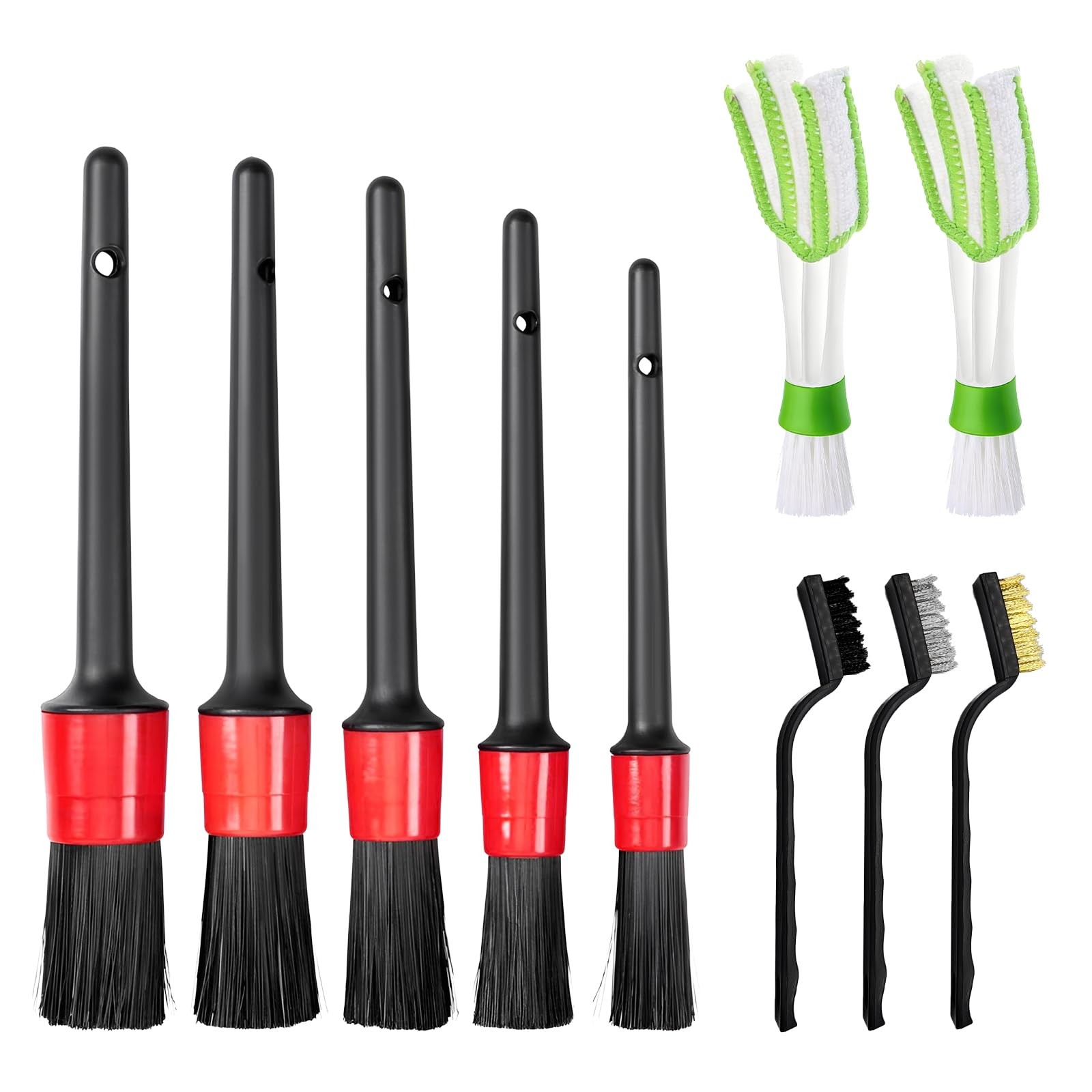 10 PCS Car Detailing Brush Set, Auto Cleaning Kit with Boar Hair & Steel Wire…
