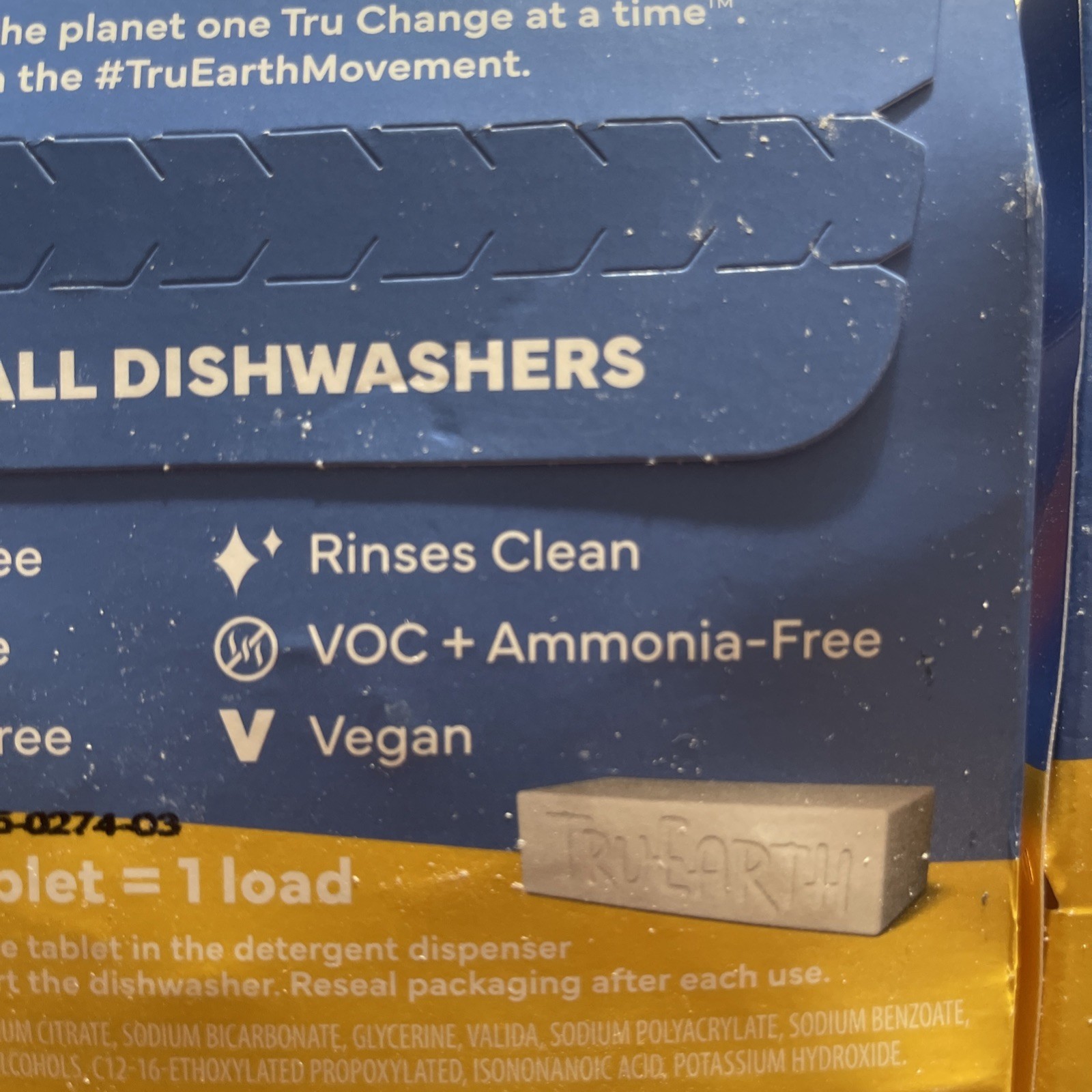 Tru Earth Dishwasher Detergent Tablets Lemon Scent 40 Tablets Cuts Grease X(2)