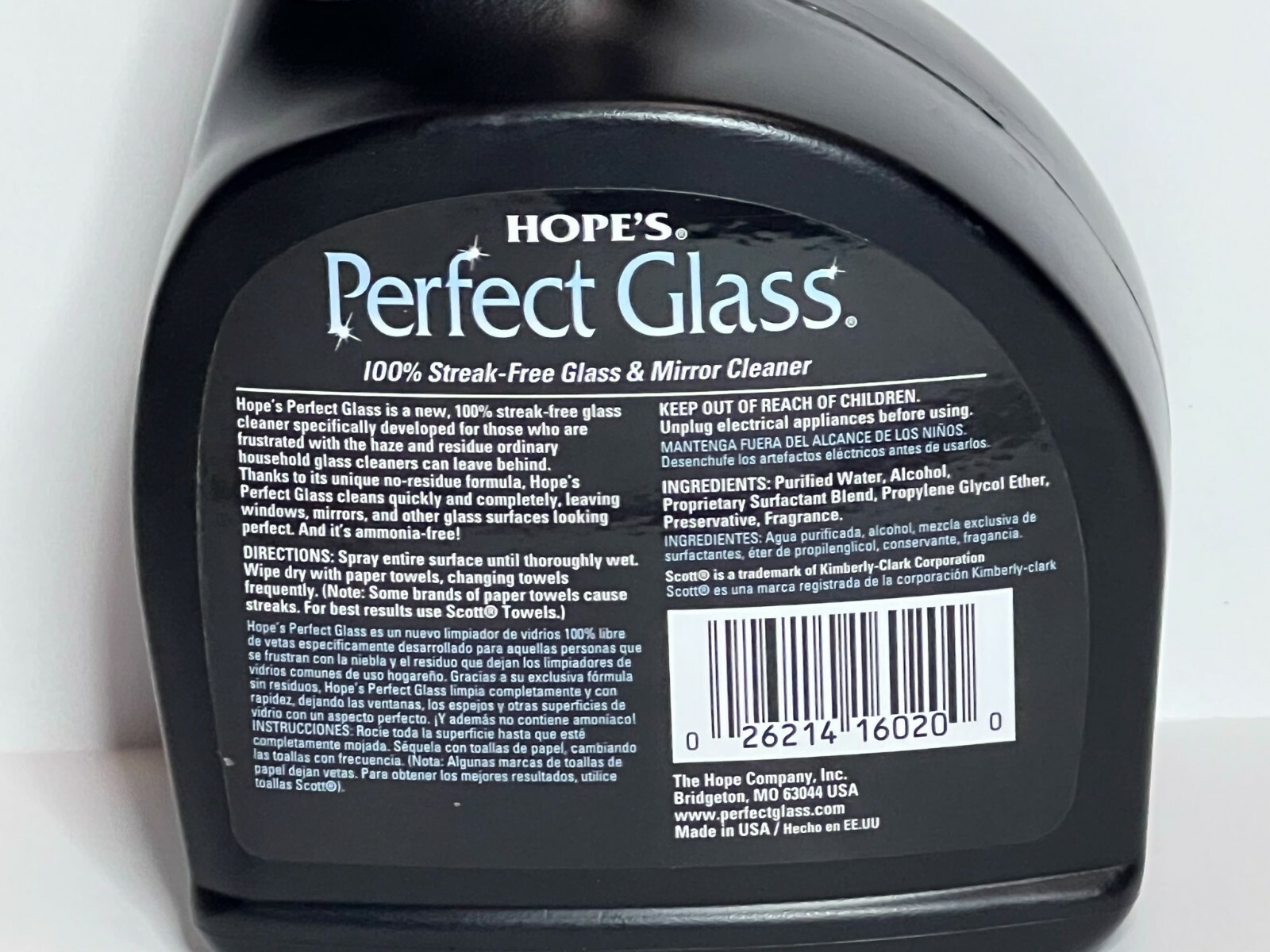 Hope’s Perfect Glass Glass Cleaner, Unscented, 32-oz Bottle (HOC32PG6)