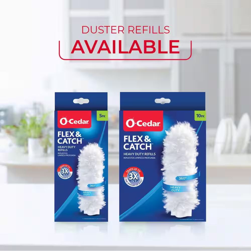 Flex and Catch Heavy Duty Dusting Kit with Stay-On Duster Hook, 5-Duster Refills