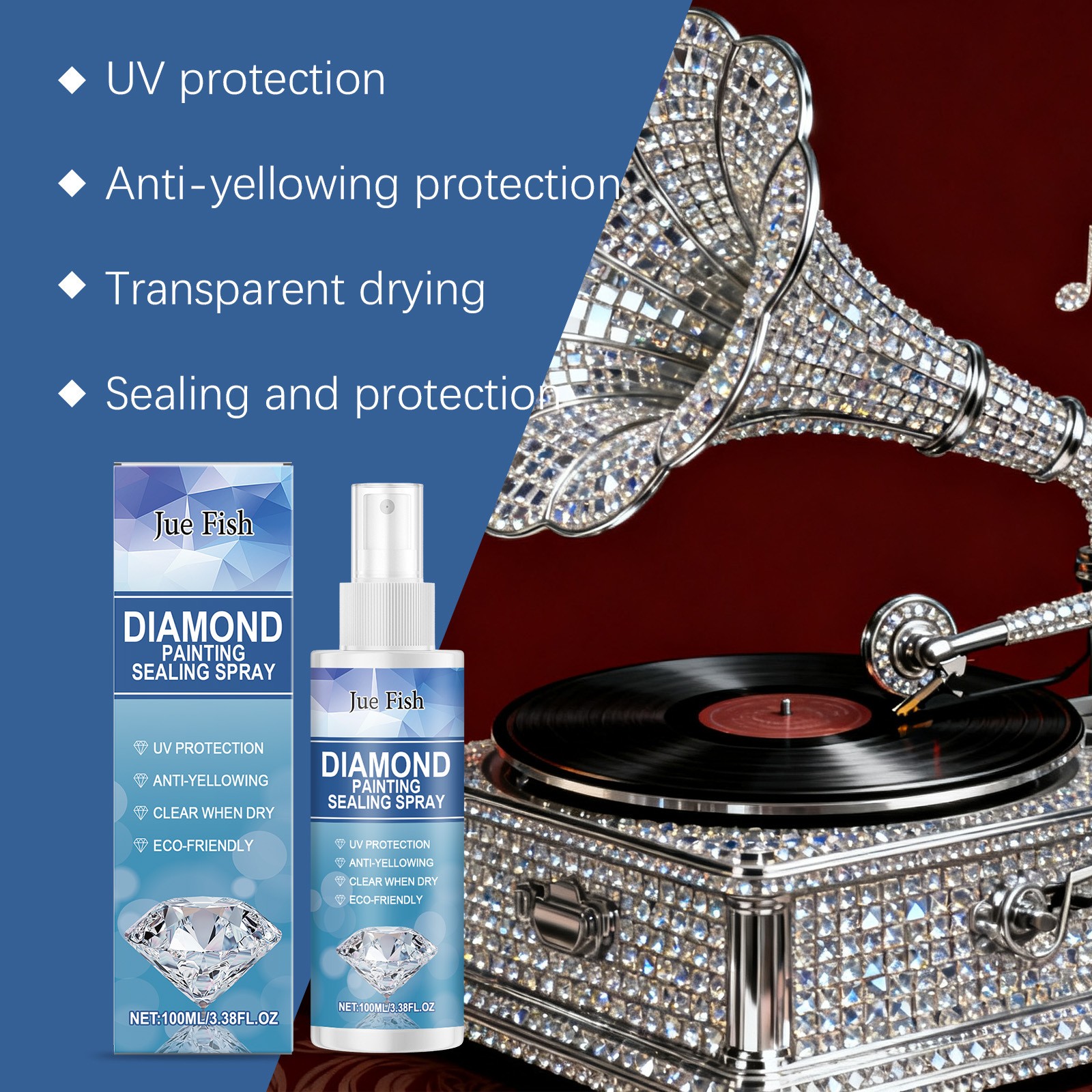 100ml Diamond Art Sealer Spray Quick-Drying Permanent Glue for 5D Painting Shine