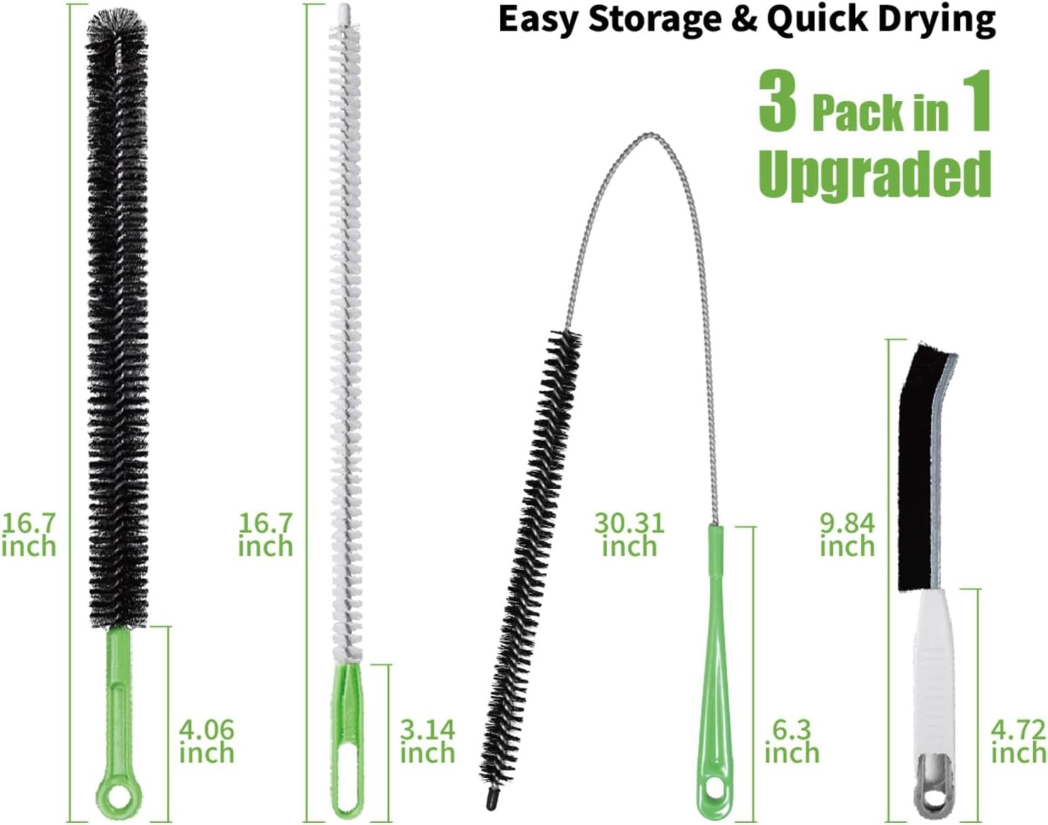 4pcs Flexible Cleaning Brush Set for Dryer Vents, Fridge Coils, HVAC Systems &