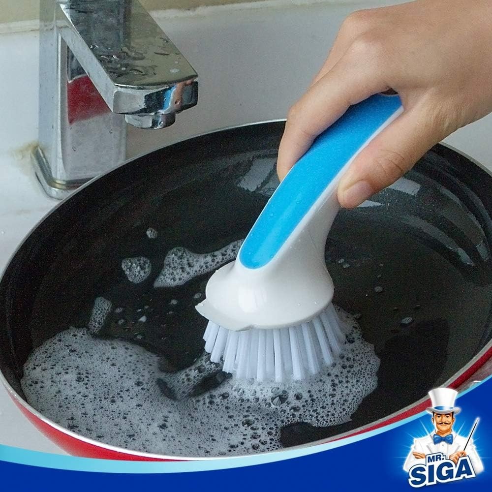 Pot and Pan Cleaning Brush, Dish Brush for Kitchen, Lake Blue, Pack of 2