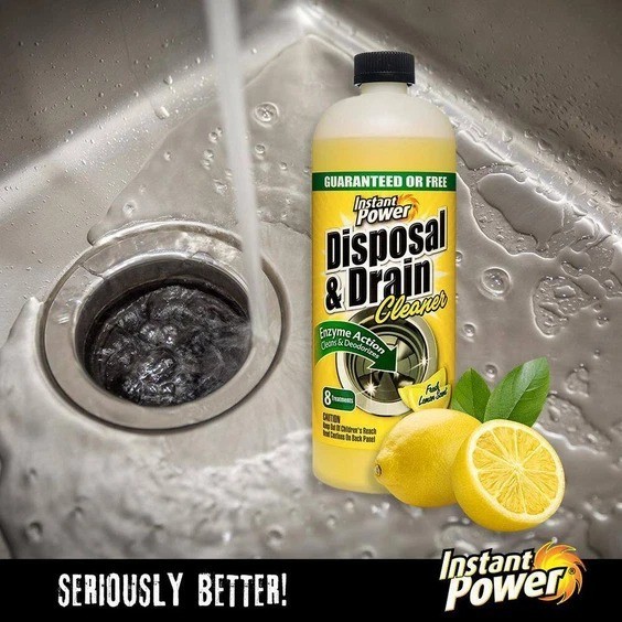 Instant Power Drain Cleaner 4 Pack, Enzyme Clog Remover, Lemon Scent, 1L