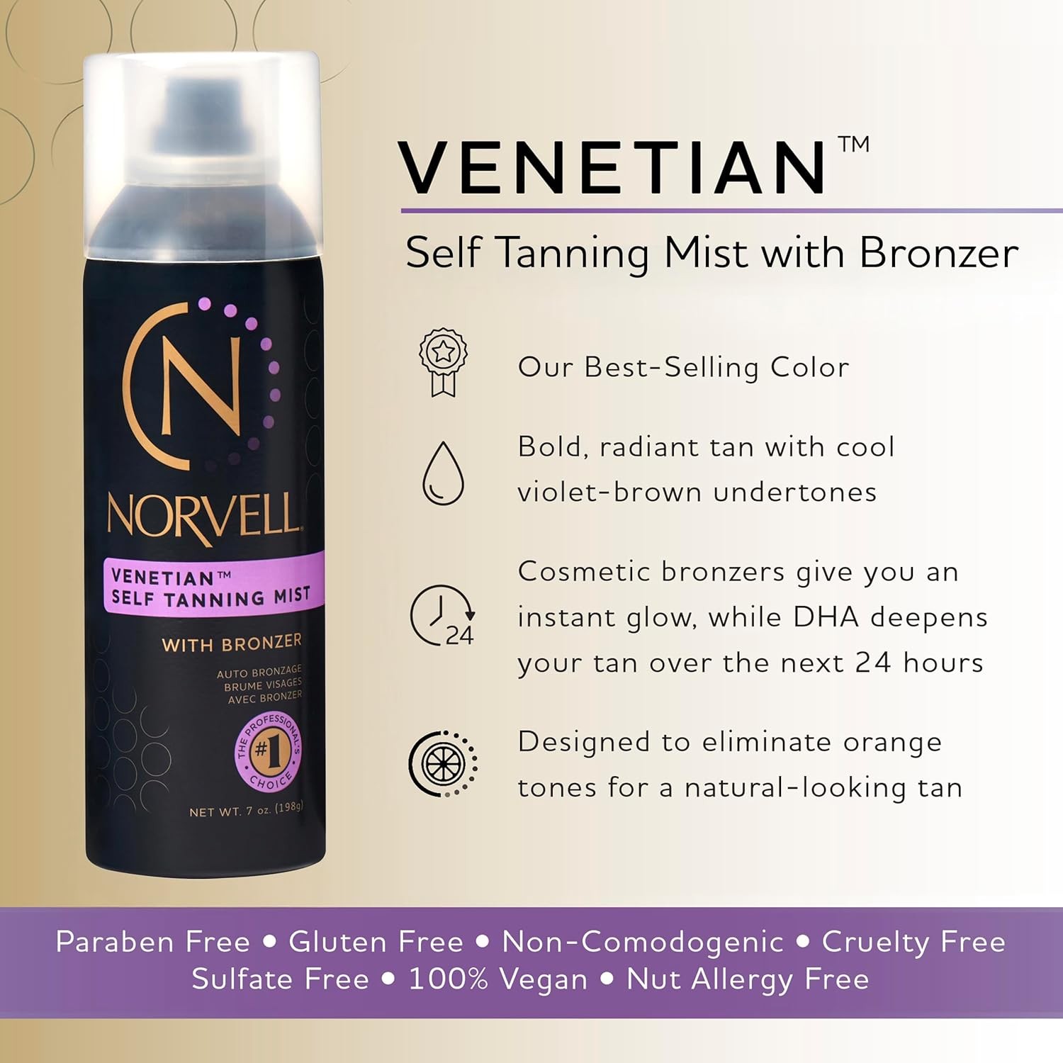 Norvell Venetian Sunless Self Tanner Mist 7 fl oz ?C Airbrush Spray Tanning Sol