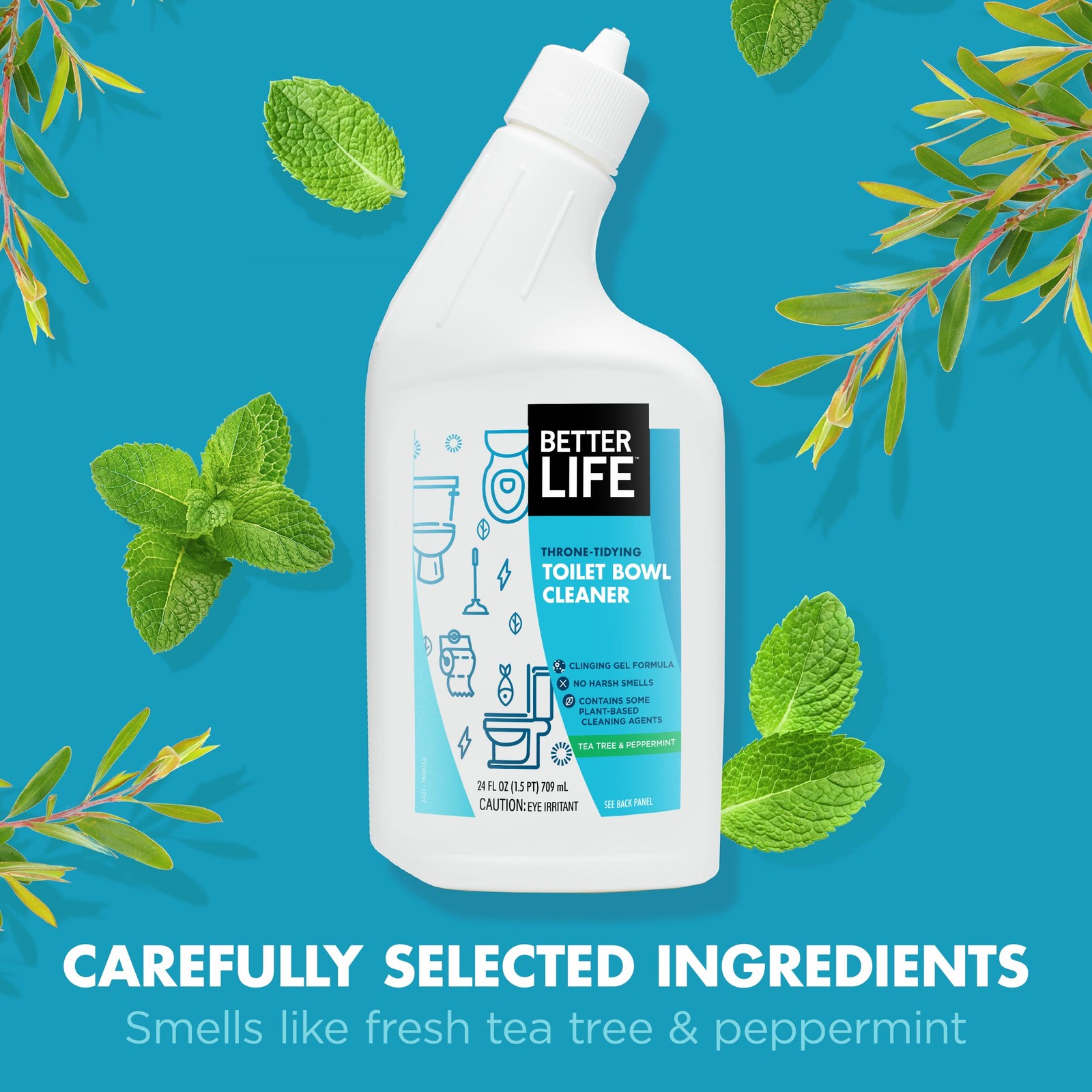 Plant-Based Toilet Bowl Cleaner Gel, Stain & Odor Remover, 24 Oz, 2-Pack