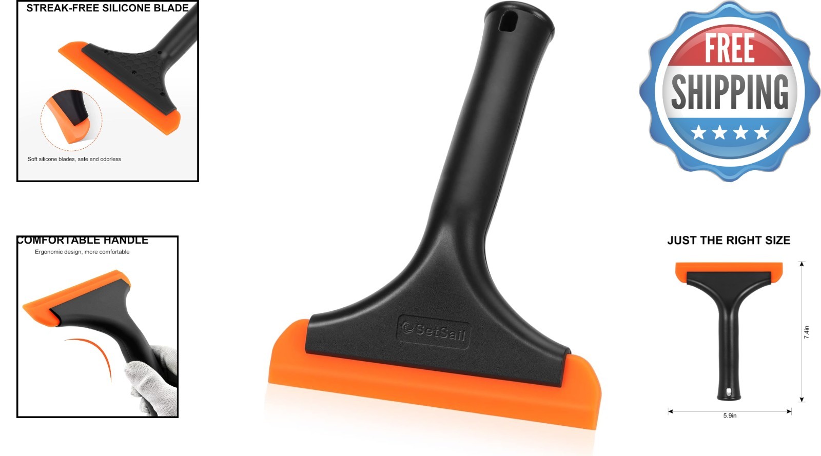 Modern Mini Black Shower Squeegee – Effortless Water Removal for Glass & Mirrors